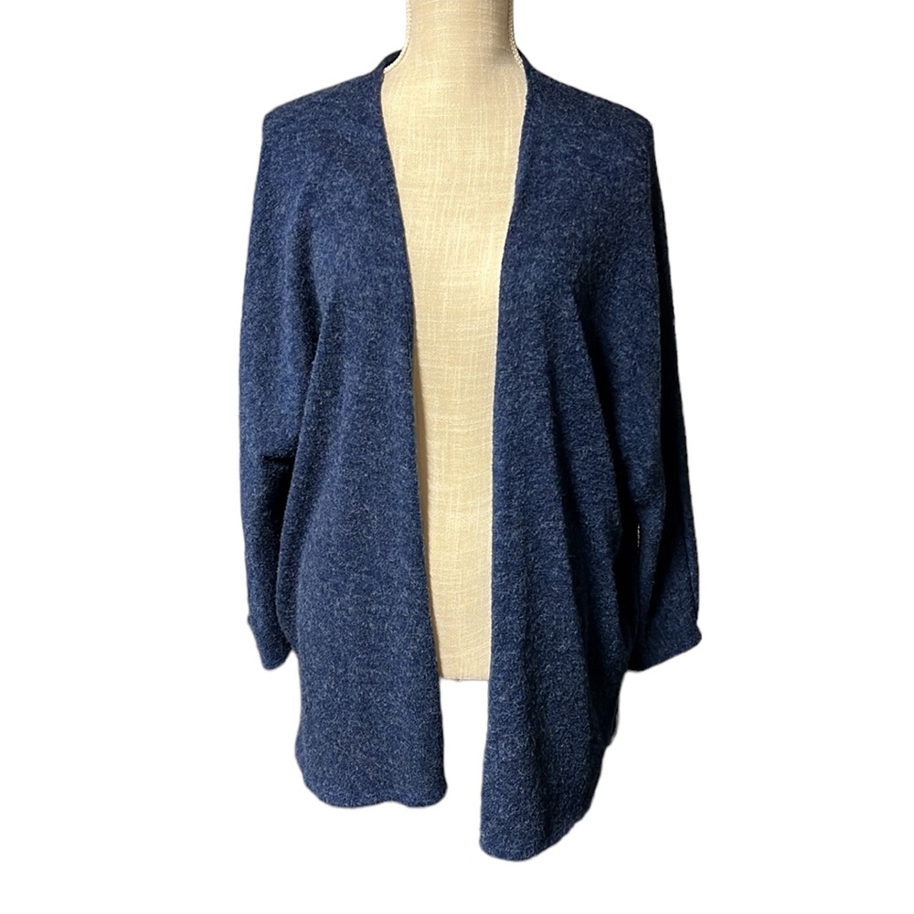A Gain Long Sleeve Cardigan Sweater Blue Womens Size 1X Stretch Made In USA